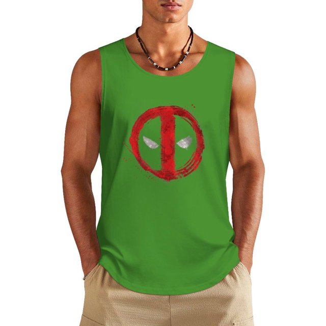 Deadpool Symbol Red Spray Paint Tank Top for Men