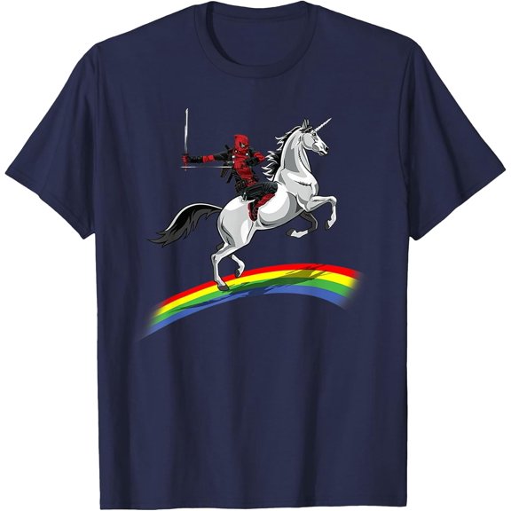 Deadpool Unicorn Rainbow T-Shirt for Men – Fun Graphic Tee for Casual Wear