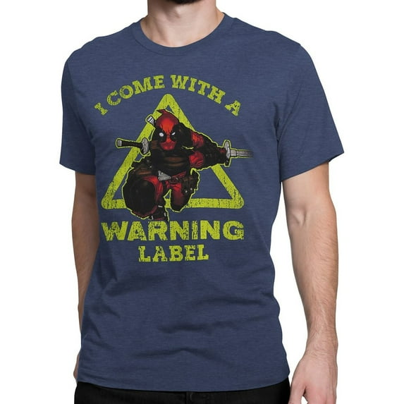 Deadpool Warning Label Men's T-Shirt-3XLarge