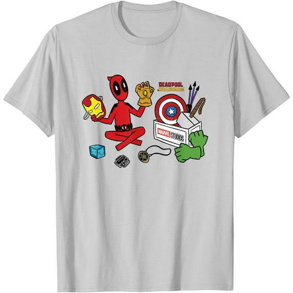 Deadpool & Wolverine Avengers Tool Box Sketch Icons DTG Print Unisex T ...