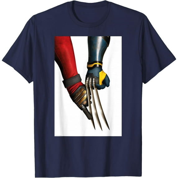 Deadpool & Wolverine Claw Touch Poster DTG Print Unisex T-Shirt,Navy Color,Size 3XL