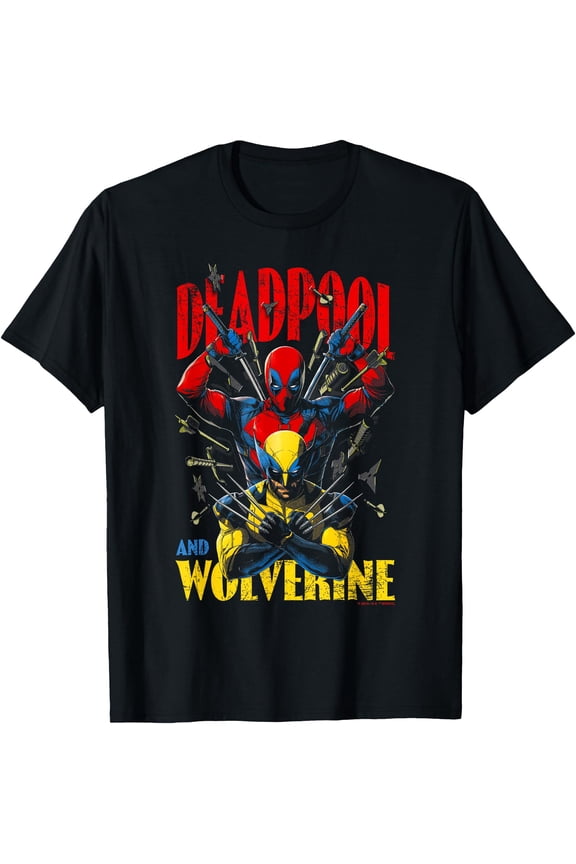 Deadpool & Wolverine Iconic Buds Retro Big Poster DTG Print Unisex T-Shirt
