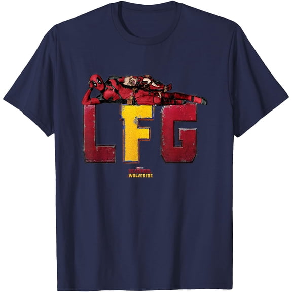 Deadpool & Wolverine LFG Dogpool Chilling DTG Print Unisex T-Shirt,Navy Color,Size M