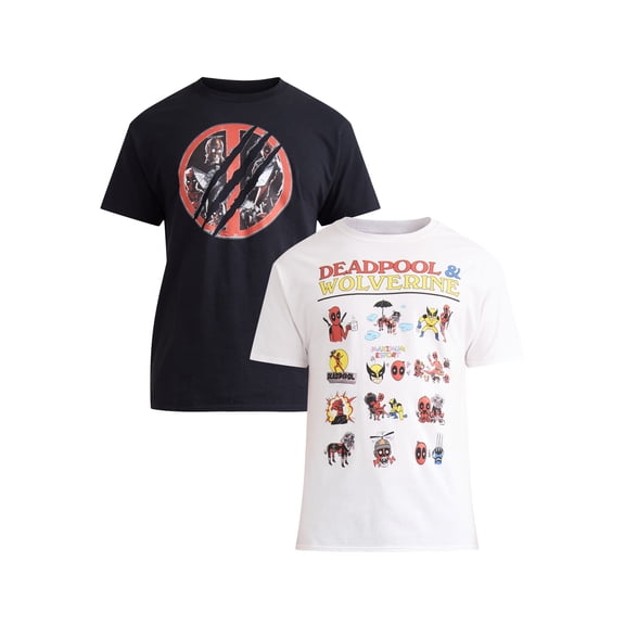 Deadpool & Wolverine Men's and Big Men's Cotton Graphic Tee, 2-Pack, Sizes S-3XL