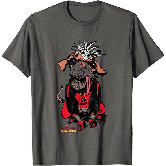 Deadpool & Wolverine Sketchy Dogpool Comic Portrait DTG Print Unisex T-Shirt,Charcoal Color,Size L
