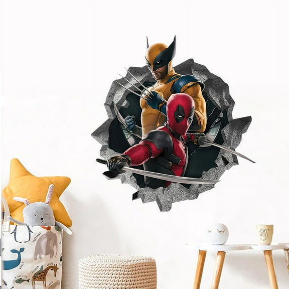 Deadpool & Wolverine Theme 3D Wall Decals, BedroomLiving Roomand Study Wall Background Window Decoration Stickers.