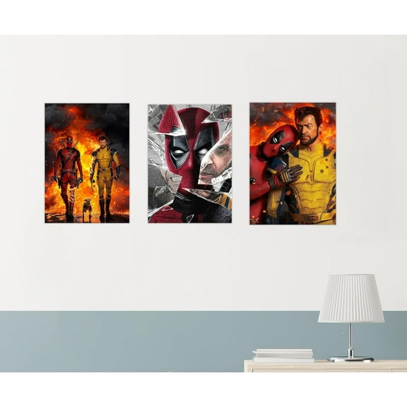 Deadpool & Wolverine Vertical Canvas Wall Paper Poster Pack - Set of 3, A3 Size, 12x18 inch Unframed Art Prints - Home, Bedroom, Living Room & Decor - Aesthetic, Matt Finish