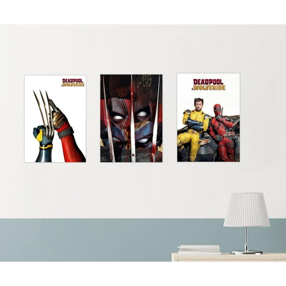 Deadpool & Wolverine Vertical Canvas Wall Paper Poster Pack - Set of 3, A3 Size, 12x18 inch Unframed Art Prints - Home, Bedroom, Living Room & Decor - Aesthetic, Matt Finish