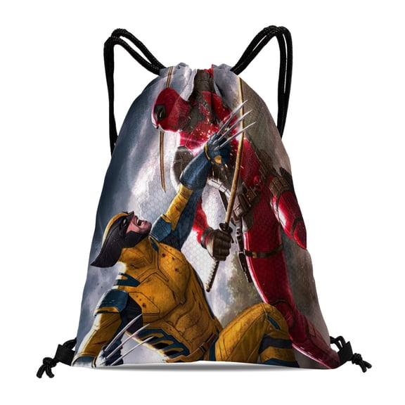 Deadpool Wolverine X-menand Fitness and Travel Bag:Waterproof, perfect for hiking, yoga, swimming, beach, and shopping, measuring 15.7*17.7 inches.