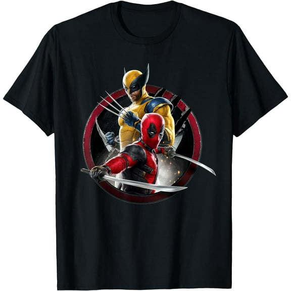 Deadpool & Wolverine with Claw-Slashed Icon DTG Print Unisex T-Shirt