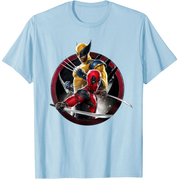 Deadpool & Wolverine with Claw-Slashed Icon DTG Print Unisex T-Shirt