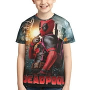 Deadpool Youth 3d Graphic Printed T-Shirt Crewneck Short Sleeve Tees For Boys Girls