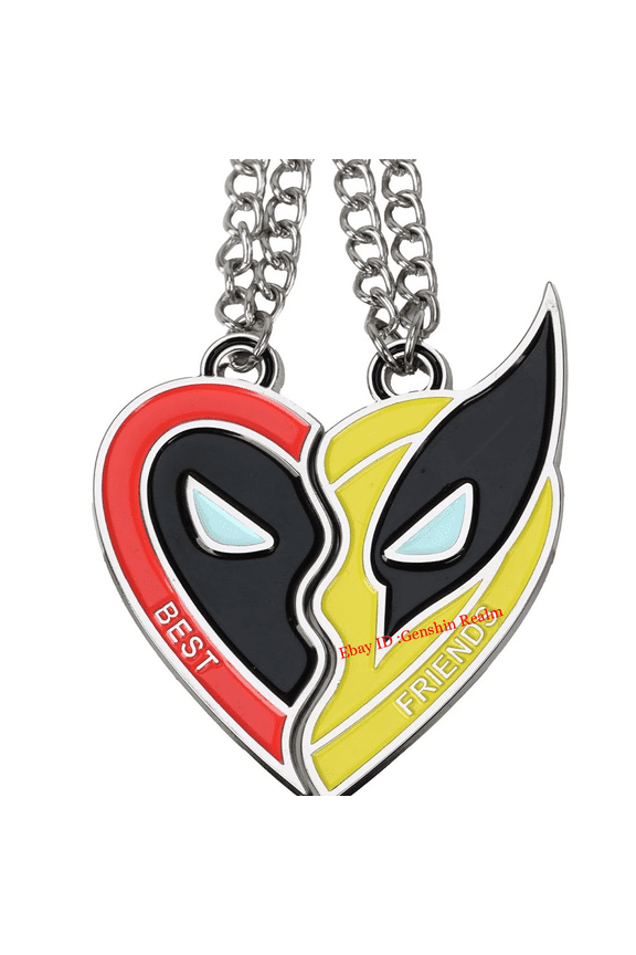 Deadpool and Wolverine BFF 2 pc Metal Pendant Necklaces