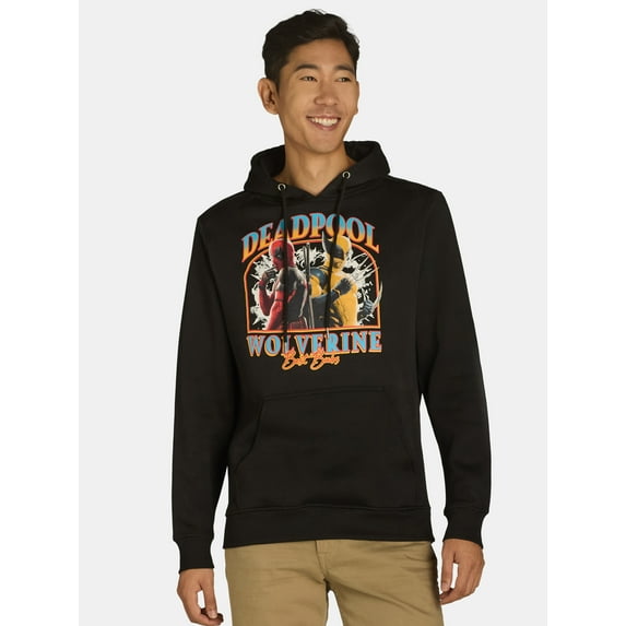 Deadpool and Wolverine Men's & Big Men's Best Bubs Graphic Hooded Sweatshirt, Sizes S-3XL