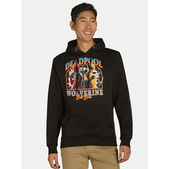 Deadpool and Wolverine Men's & Big Men's Best Bubs Graphic Hooded Sweatshirt, Sizes S-3XL