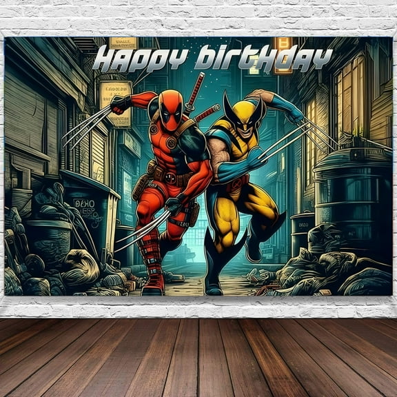 Deadpool and Wolverine Theme Party Banner 71*43 inches