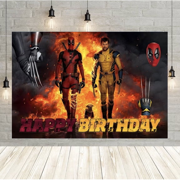 Deadpool birthday party backdrop, 60x40 inch Wolverine backdrop, perfect for birthday party decoration.