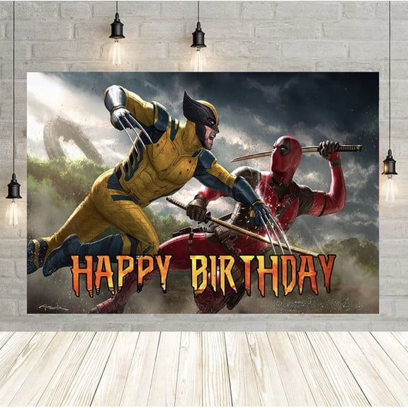 Deadpool birthday party backdrop, 60x40 inch Wolverine birthday party decorative backdrop