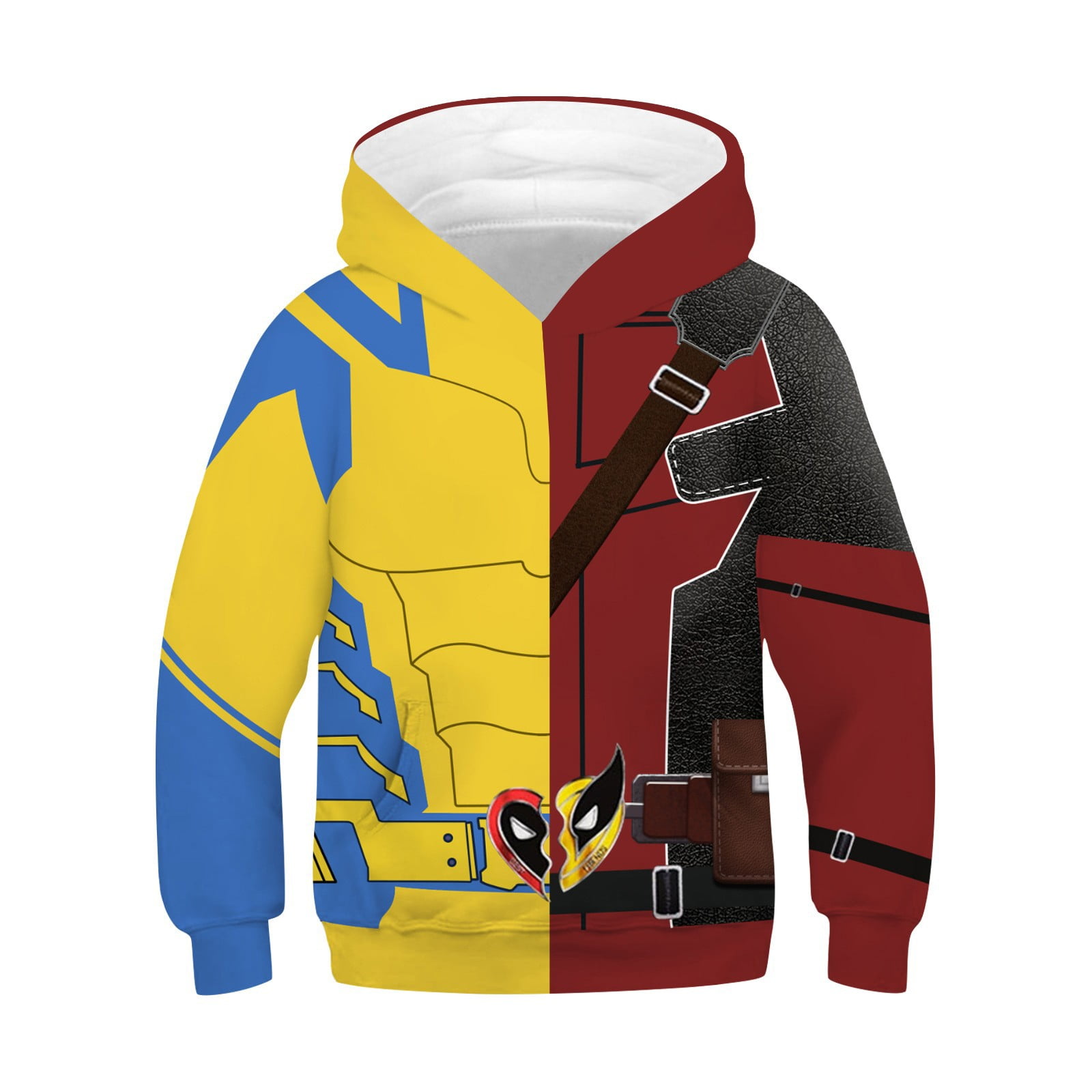 Deadpool Costume Kids Superhero Costume Hoodie Red And Black Pullover deadpool-costume-kids-superhero-costume-hoodie-red-and-black-pullover