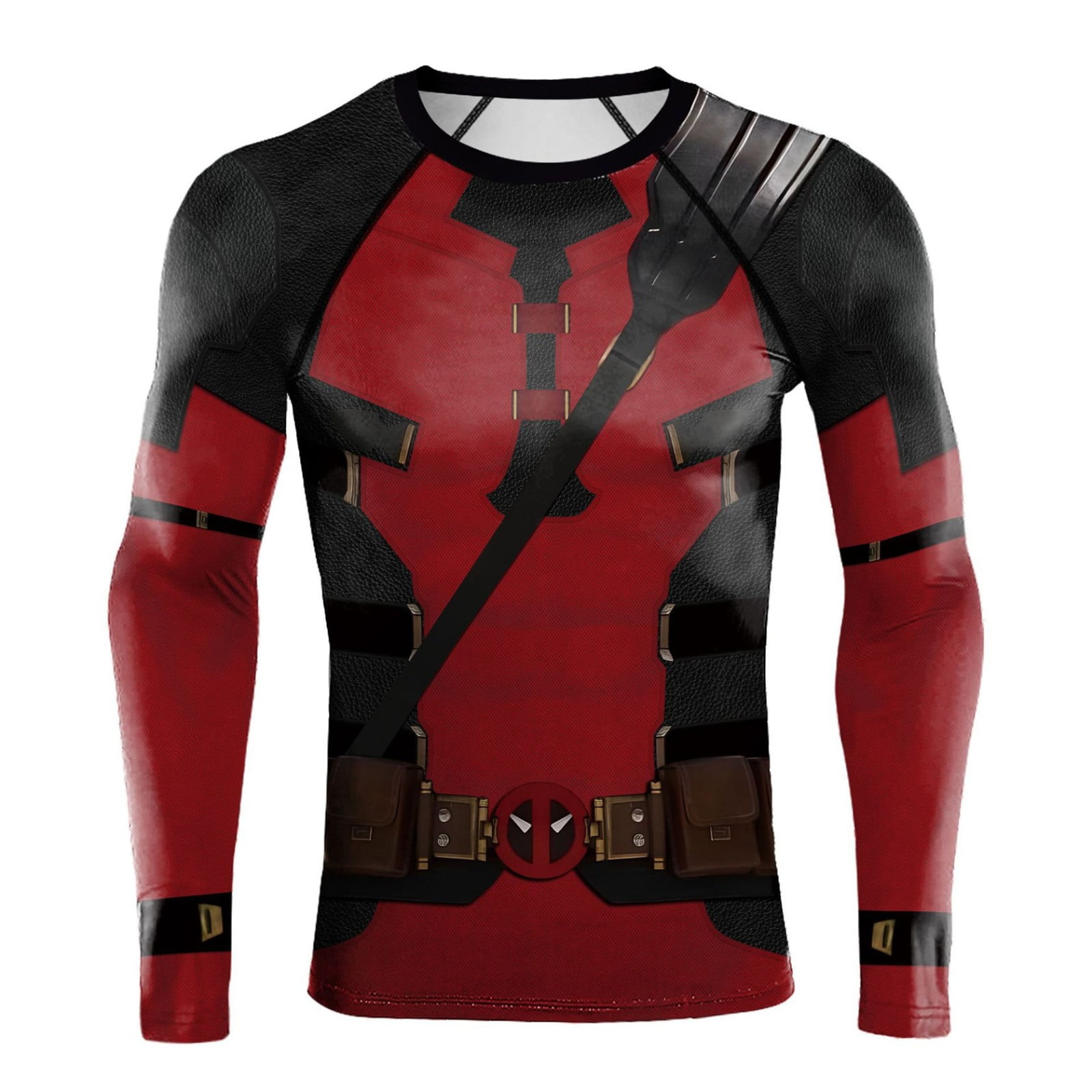 Deadpool costume Men's Long Sleeve Compression Shirt Superhero Inspired