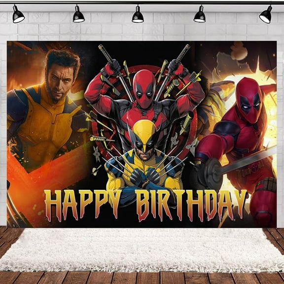 Deadpool theme party birthday background, polyester fiber fabric,suitable for party, birthday celebration and birthday party decoration 71''43''in
