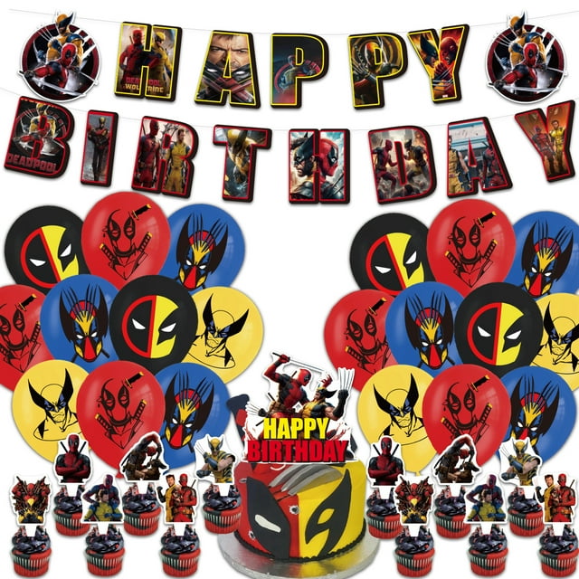 Deadpool vs. Wolverine Theme Birthday Party Decoration Set ,Cartoon
