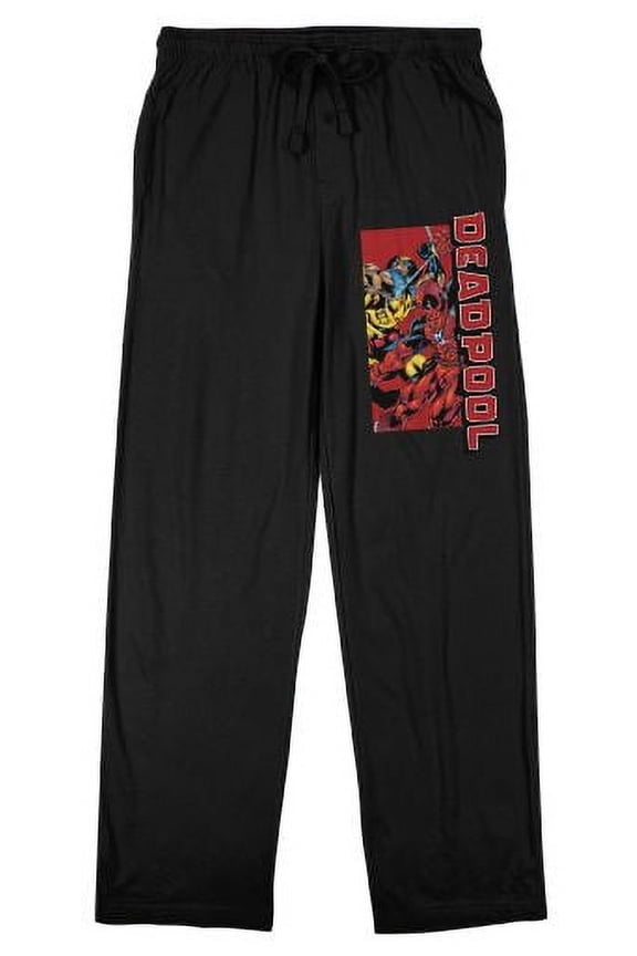 Deadpool x Wolverine Publishing Art Men's Black Sleep Pants-Large