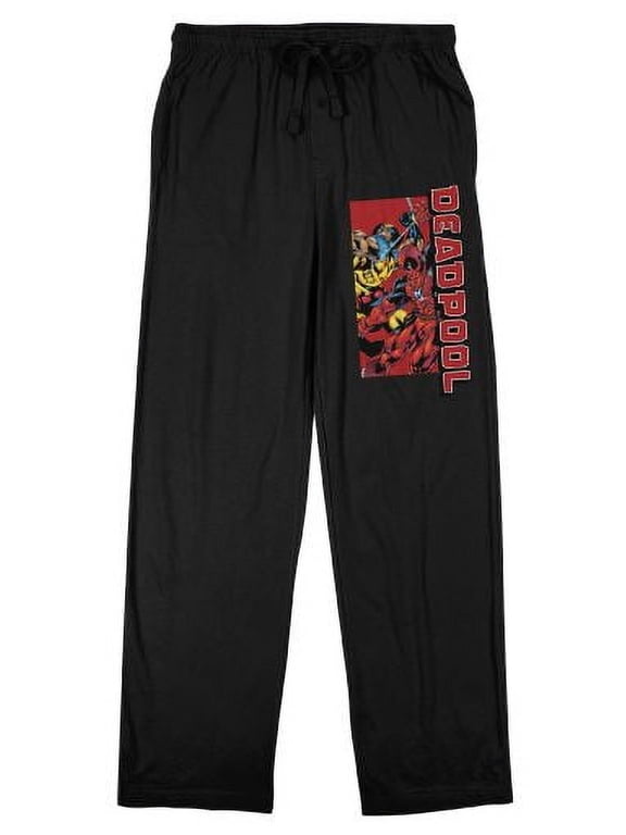 Deadpool x Wolverine Publishing Art Men's Black Sleep Pants-Small
