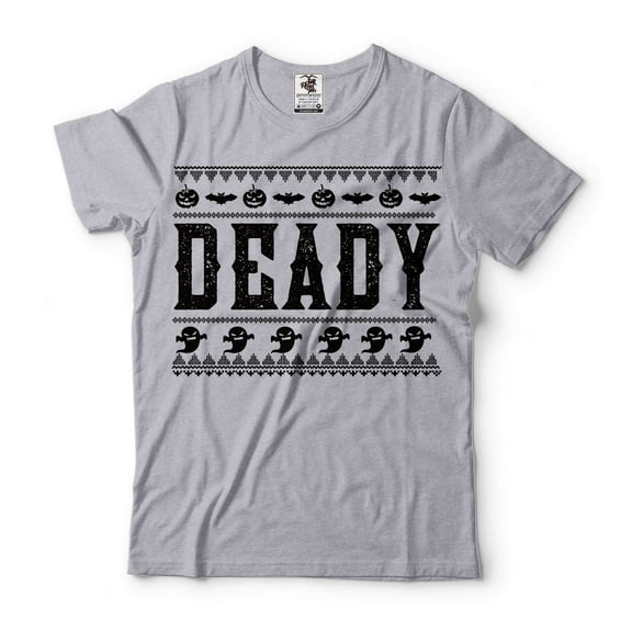 Deady Halloween Shirt Funny Halloween Shirt Halloween Ghost Pumpkin Tees Halloween Scary Costume (Large Grey)