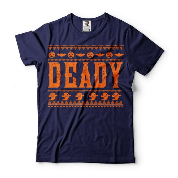 Deady Halloween Shirt Funny Halloween Shirt Halloween Ghost Pumpkin Tees Halloween Scary Costume (Medium Navy Blue)
