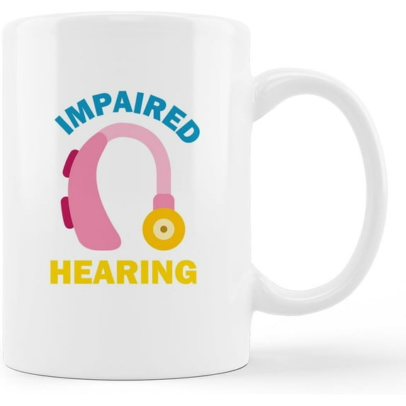 Deaf Awareness Hearing Aid Impaired Hearing Medical Alert Deaf Community Art Ceramic Mug-11oz Coffee Milk Tea Mug Cup with Handle,Gifts for Deaf and Hard of Hearing People