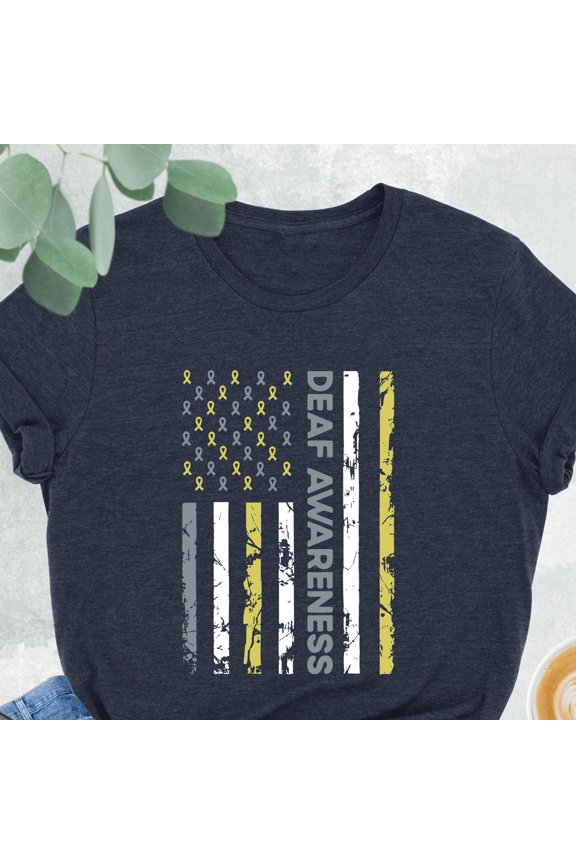 Deaf Awareness Shirt American Flag Shirt Hearing Impaired Shirt Gift For Deaf Awareness Ri