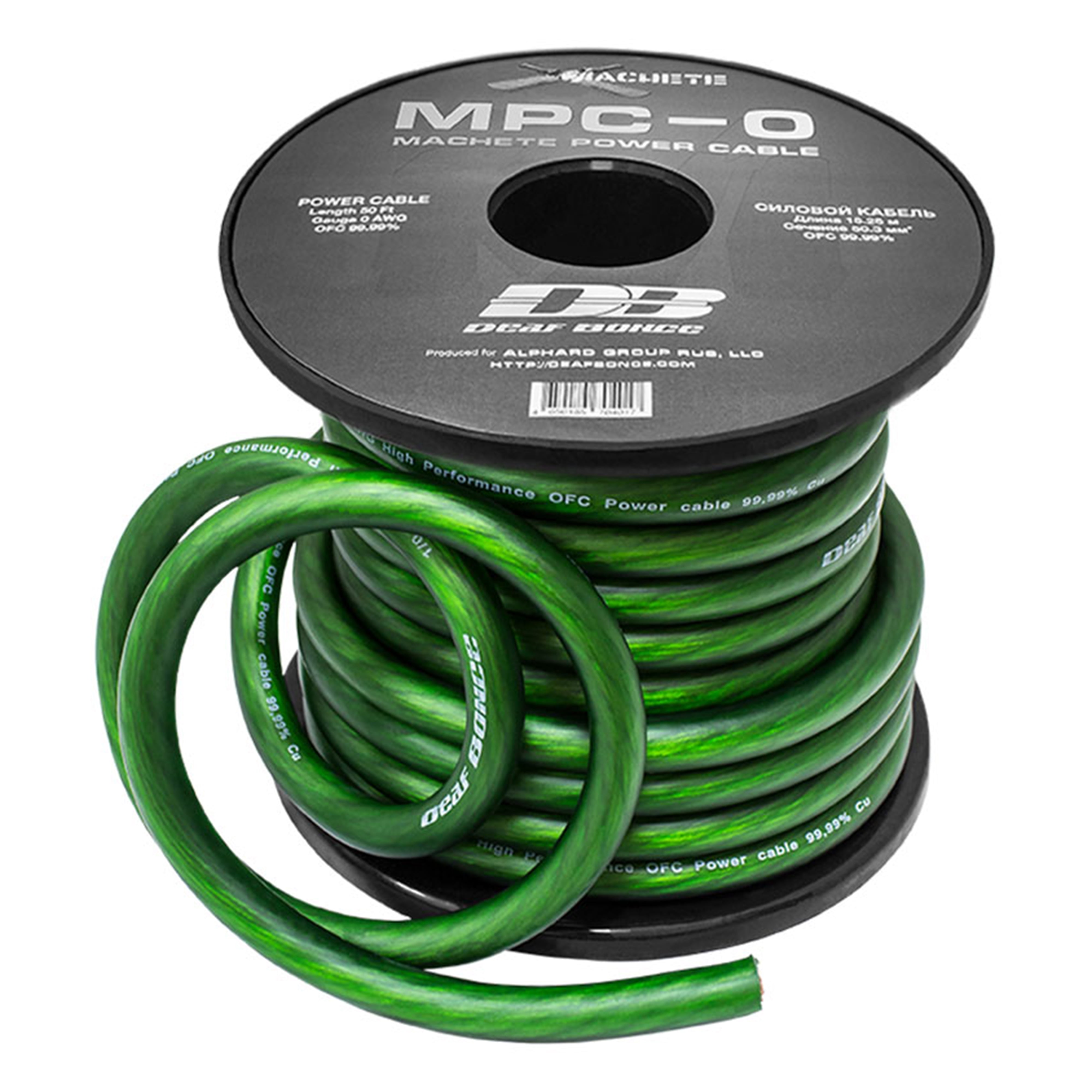 Deaf Bonce Car Audio 0 AWG Oxygen Free Copper Power/Ground Wire Green ...
