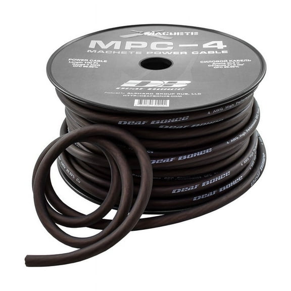 Deaf Bonce Car Audio 4 AWG Oxygen Free Copper Power/Ground Wire Black Lot (50 Foot Coil)