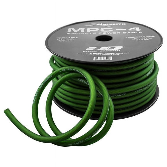 Deaf Bonce Car Audio 4 AWG Oxygen Free Copper Power/Ground Wire Green Lot (Full Spool)