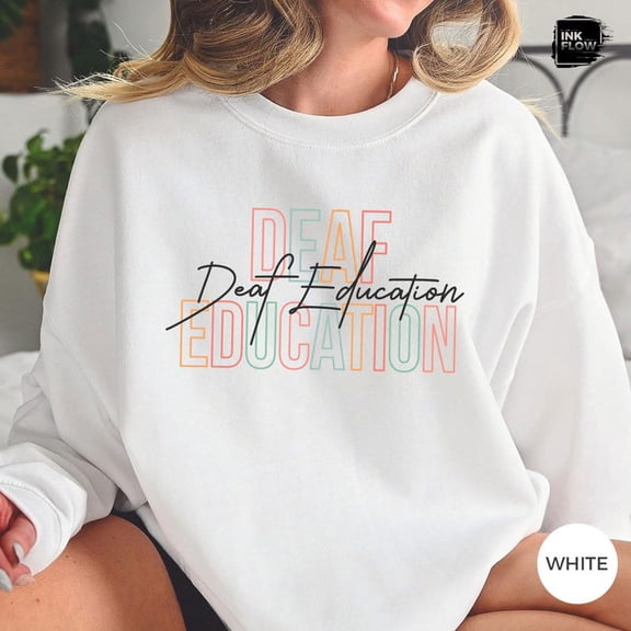 Deaf Education Teacher Boho Sweatshirt, Support ASL Teachers Hoodie, Deaf Education Mentor, Teaching Retro Sweater, Graduation Gift TSHIRT All Size S-5XL