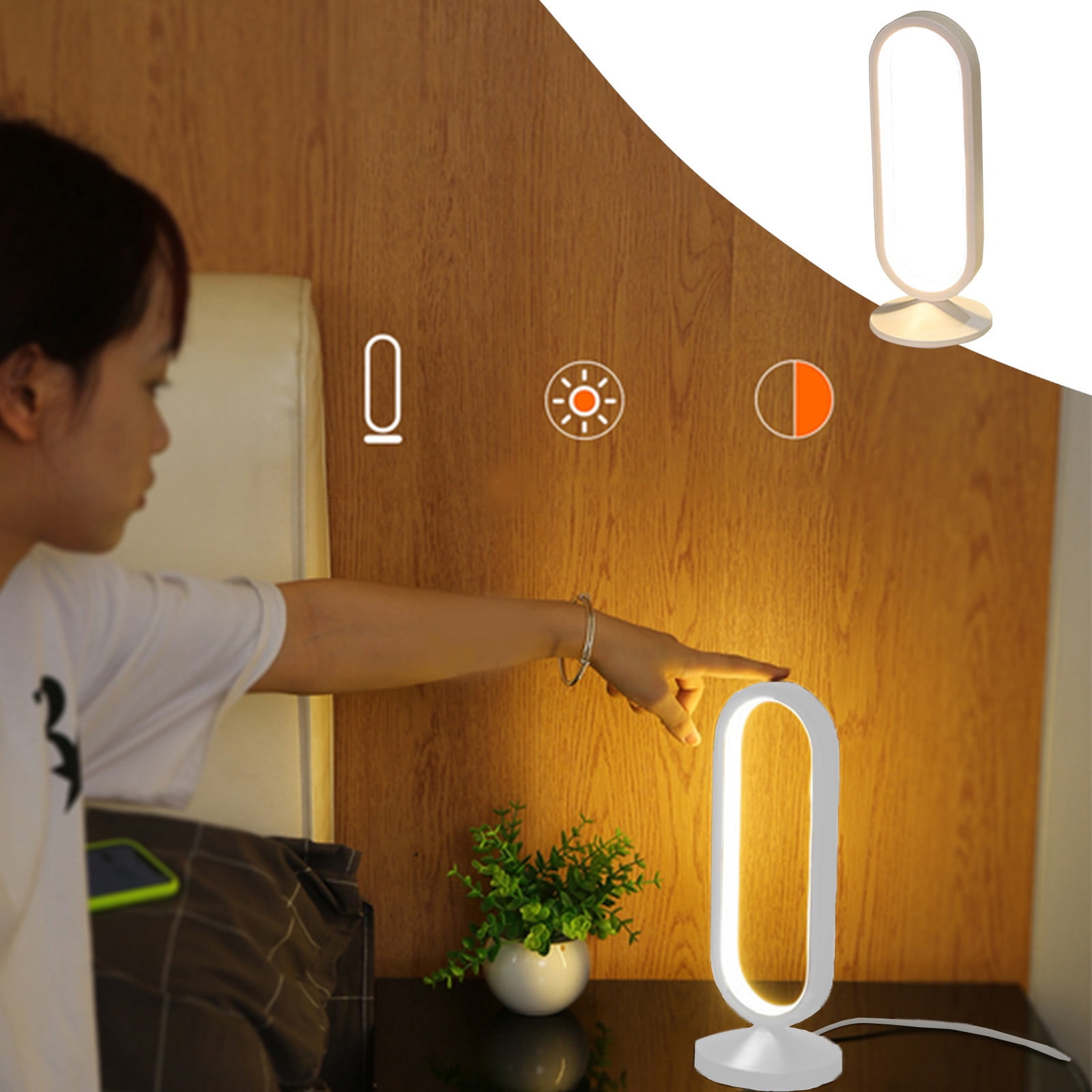 Deagia Bedside Lamps Clearance Contact ControlLED Tricolor Metal LED