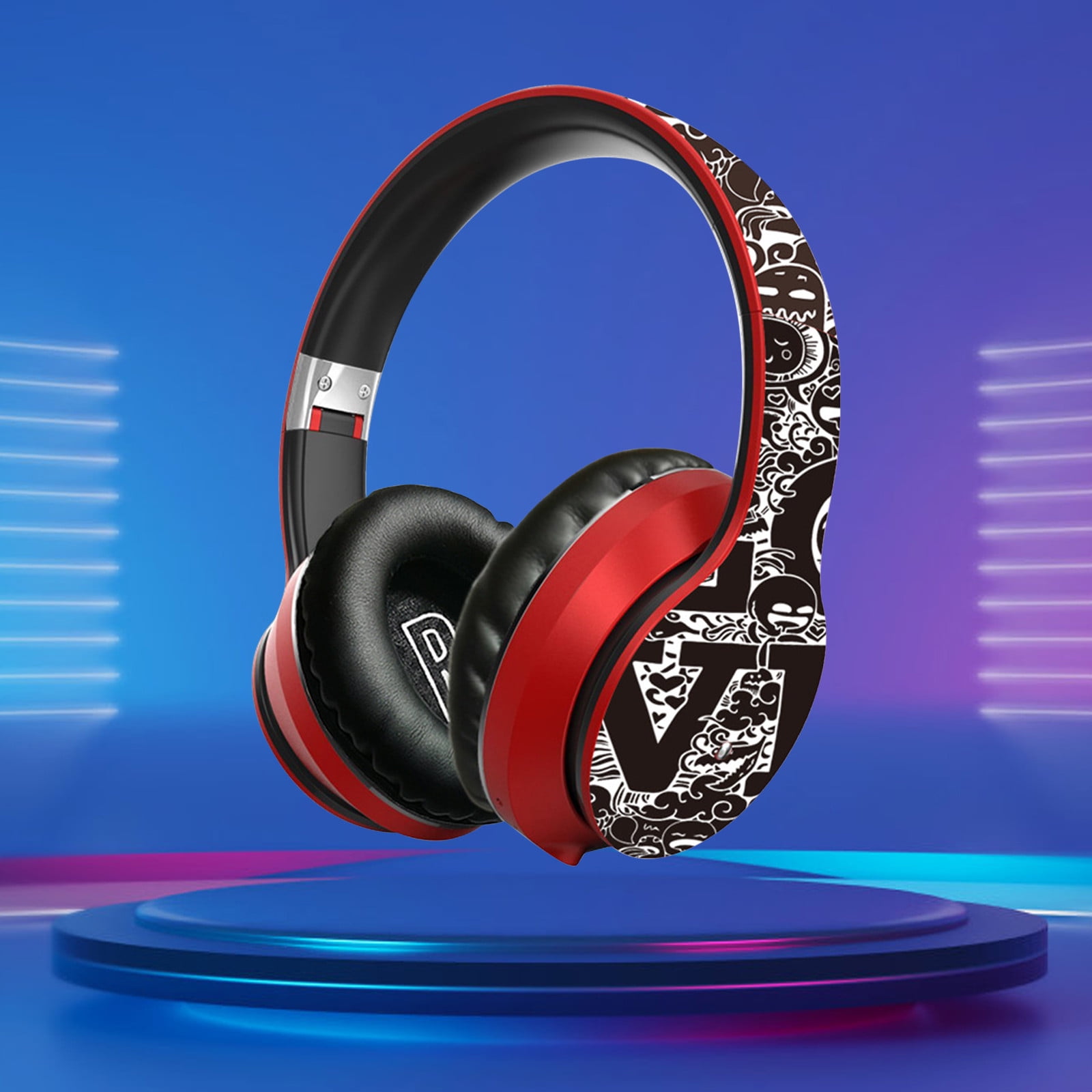 Deagia Bluetooth Headset Graffiti Headworn Bluetooth Earphones 5.0