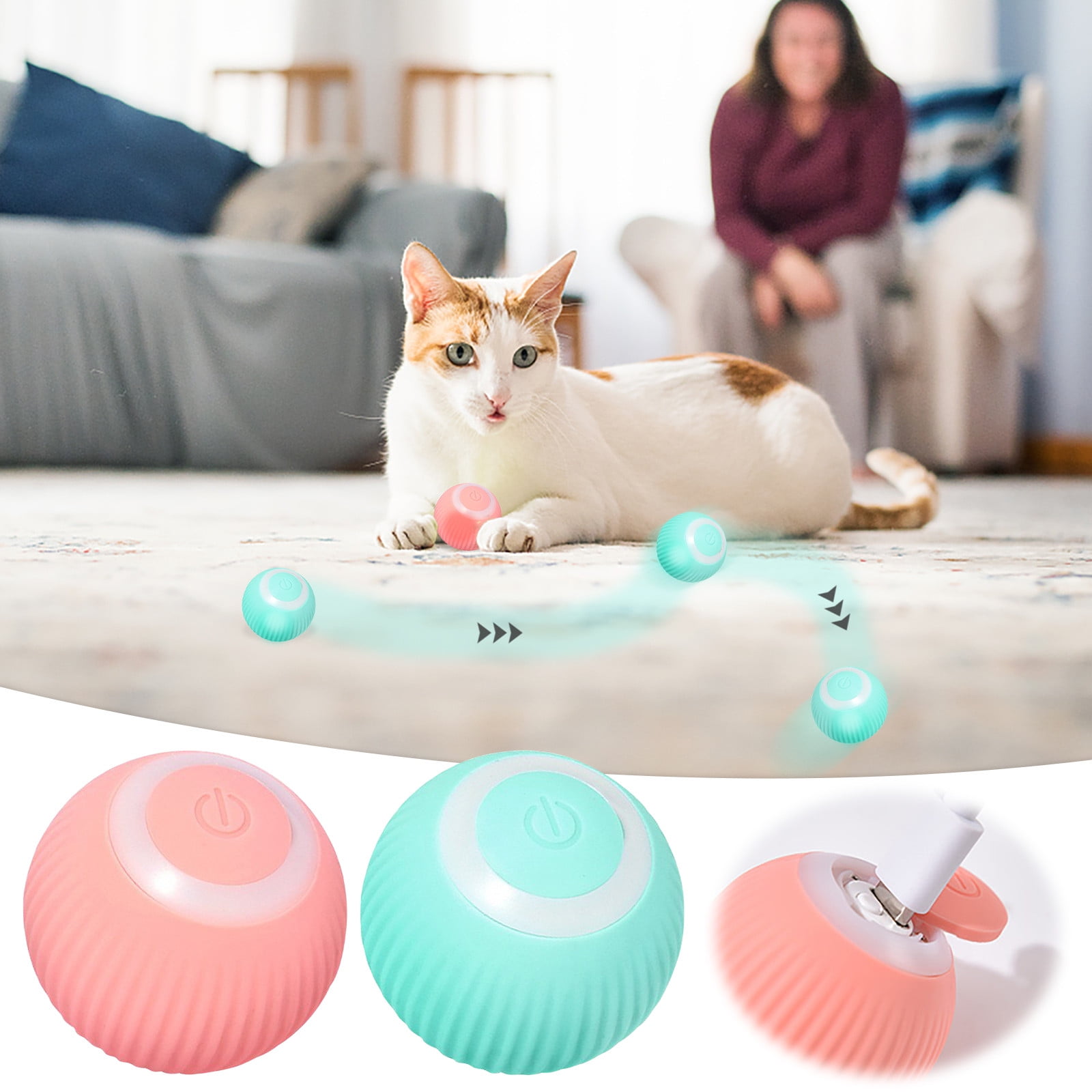 Deagia Gravity Smart Roller Ball, Interactive Cats Toys for Indoor