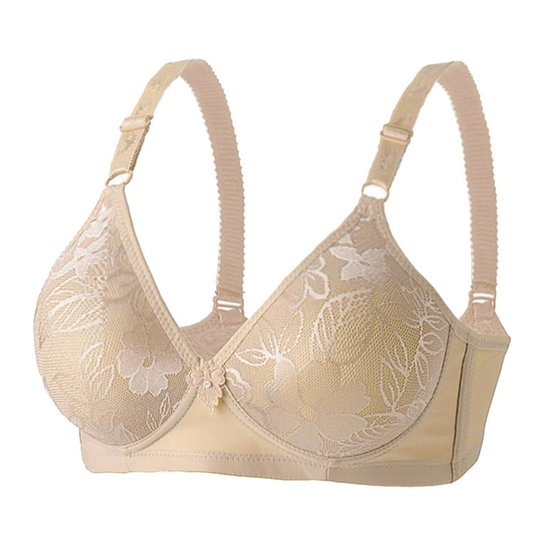 Deagia Honey Love Bras for Women Daily s Plue Size Adjust Full Cup No Steel  Ring Cotton Breathable Underwear Print Hook and Loop Bralettes Khaki S