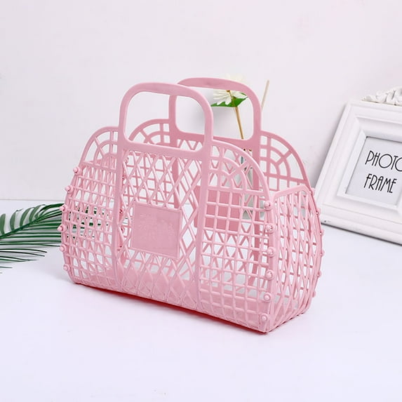 Deagia Shower Caddy on Clearance Bathroom Hollowed Out Wash Storage Basket Bath Basket Plastic Bath Basket Foldable Mesh Hand Basket Bath Basket (24X21X95Cm) Gifts for Men Women, Pink