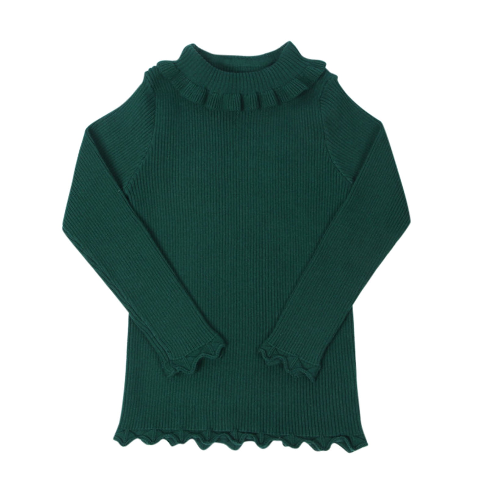 Deagia Toddler Sweaters Girls Unisex Knit Ruffles Turtleneck Sweater