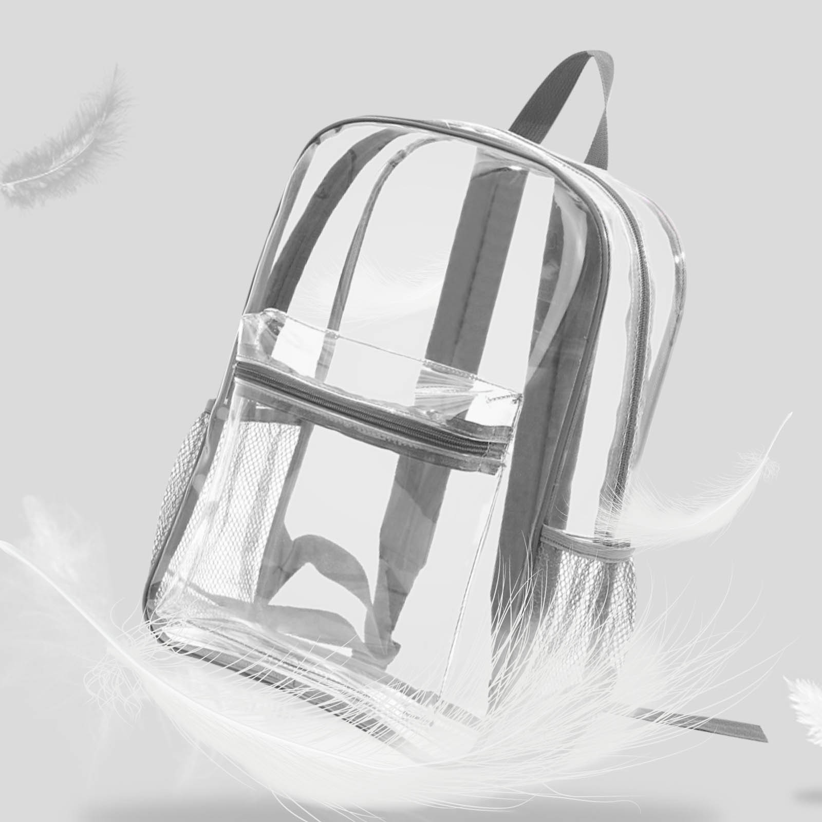 Deagia Travel Equipment Clearance Clear Backpack with Reinforced Straps & Front Accessory Pocket