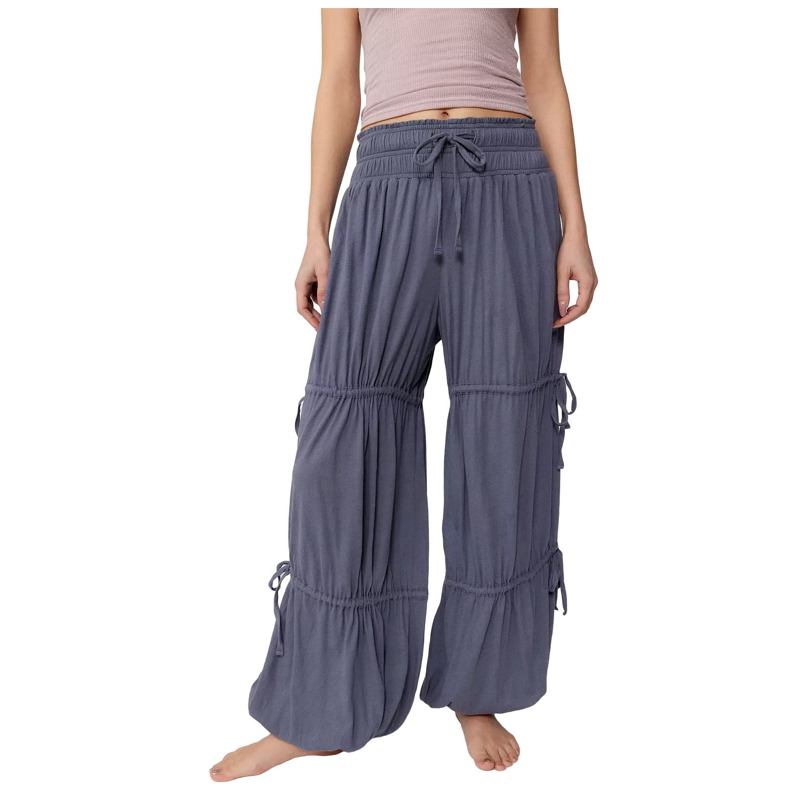 Deagia Women's High-Waisted Sweatpants Full Length Pants Casual Layered  Drawstring Pleated Pants Legging Baggy Loose Trousers Comfortable XL #325 