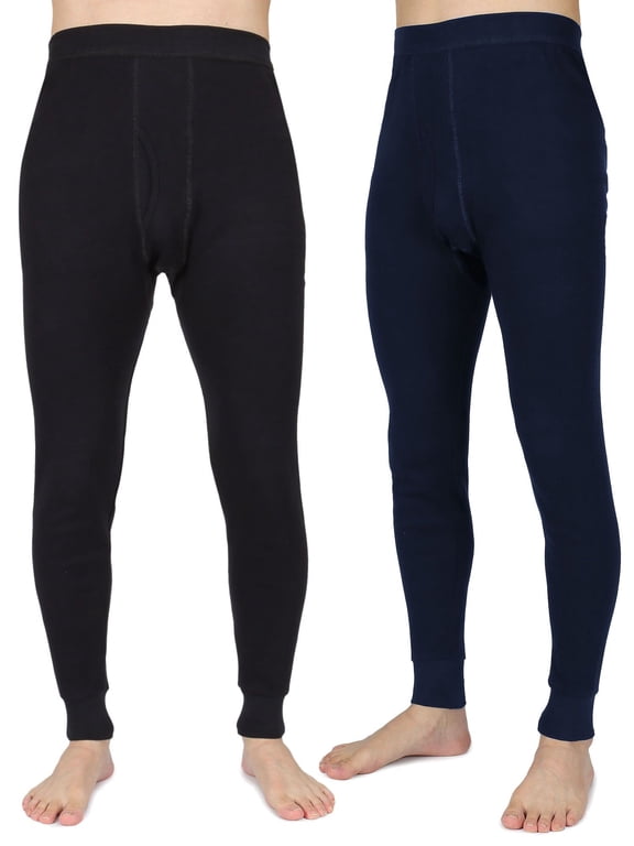 1 Pack Pack Men's Thermal Underwear Pants Long Johns Midweight Soft Cotton Base Layer Bottoms (Black, XL)