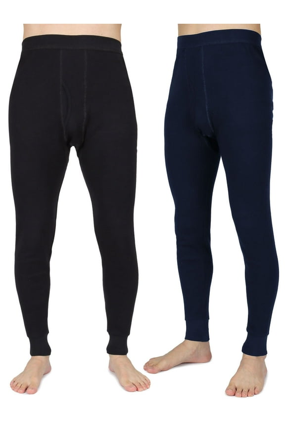 1 Pack Pack Men's Thermal Underwear Pants Long Johns Midweight Soft Cotton Base Layer Bottoms (Black, XL)
