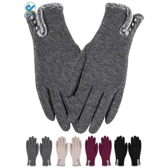 Deago 1 Pairs Women's Winter Warm Touch Screen Gloves Windproof Wool Fleece Lined Touchscreen Texting Mittens for Women (Gray)