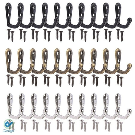 Deago 10 Pack Wall Mounted Coat Hook Robe Holder Cloth Key Hanger Rustic Hooks with 20 Pieces Screws for Bath Kitchen Garage