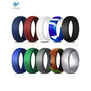 Deago 10 Packs Silicone Wedding Rings for Men, Breathable Mens' Rubber Wedding Bands, Size 9 10 11 12 Available for Workout