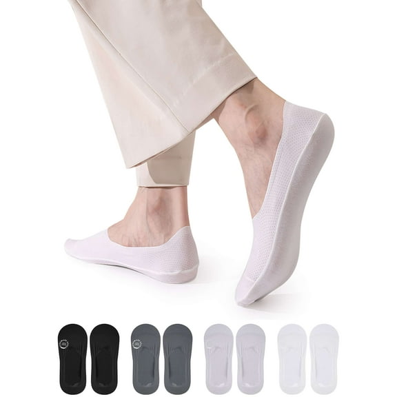 Deago 10 Pairs Mens No Show Socks Non Slip Low Cut Ankle Socks Casual Thin Invisible Socks for Flat Boat (Light Gray)